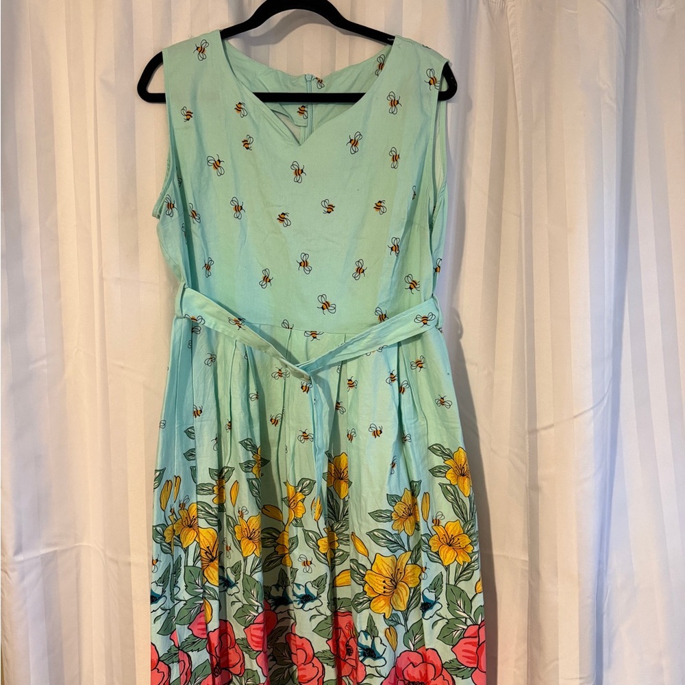 Amazon Mint Green Floral Midi Dress